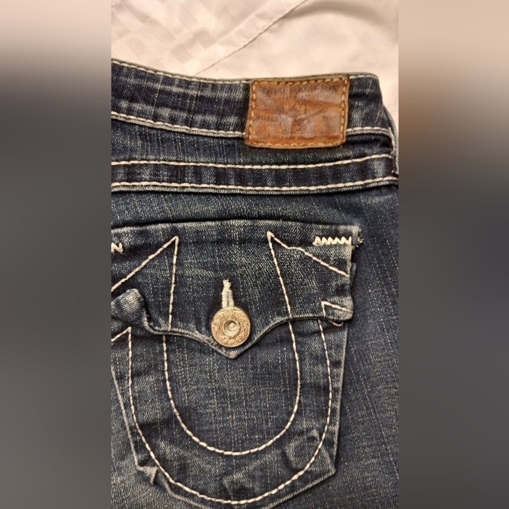 True Religion Joey Super T Flare Jeans Women's 27 Dark Wash Y2K - Picture 8 of 9